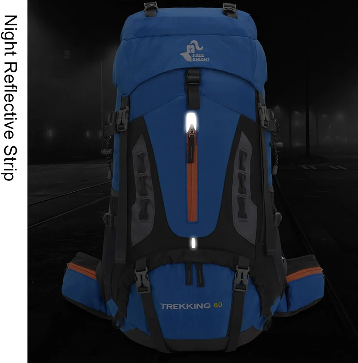 Bseash 60L Hiking Camping Backpack with Rain Cover, Waterproof Large Capacity Outdoor Sport Travel Daypack Climbing Touring (Blue Green)
