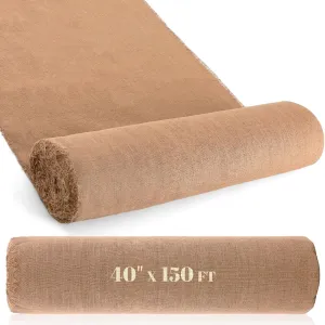 Buryeah Wedding Burlap Fabric Roll 40" Wide x 150 ft for Aisle Runner Gardening Burlap Banner Tree Wrap,Tablecloth,Carpets Multipurpose Natural Jute Roll for DIY Garden Raised Bed Liners