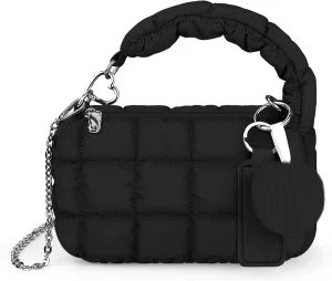 bvya Two Sizes Quilted Wristlet Bag for Women, Puffer Handbags,Evening Bags,Charm Lipstick Bag