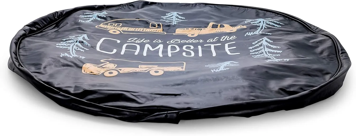 Camco Life is Better at Campsite 27" Vinyl Cover with Elastic Hem-Durable Design Keeps Dirt, Rain, and Sun Away from Your Spare Tire (53292)