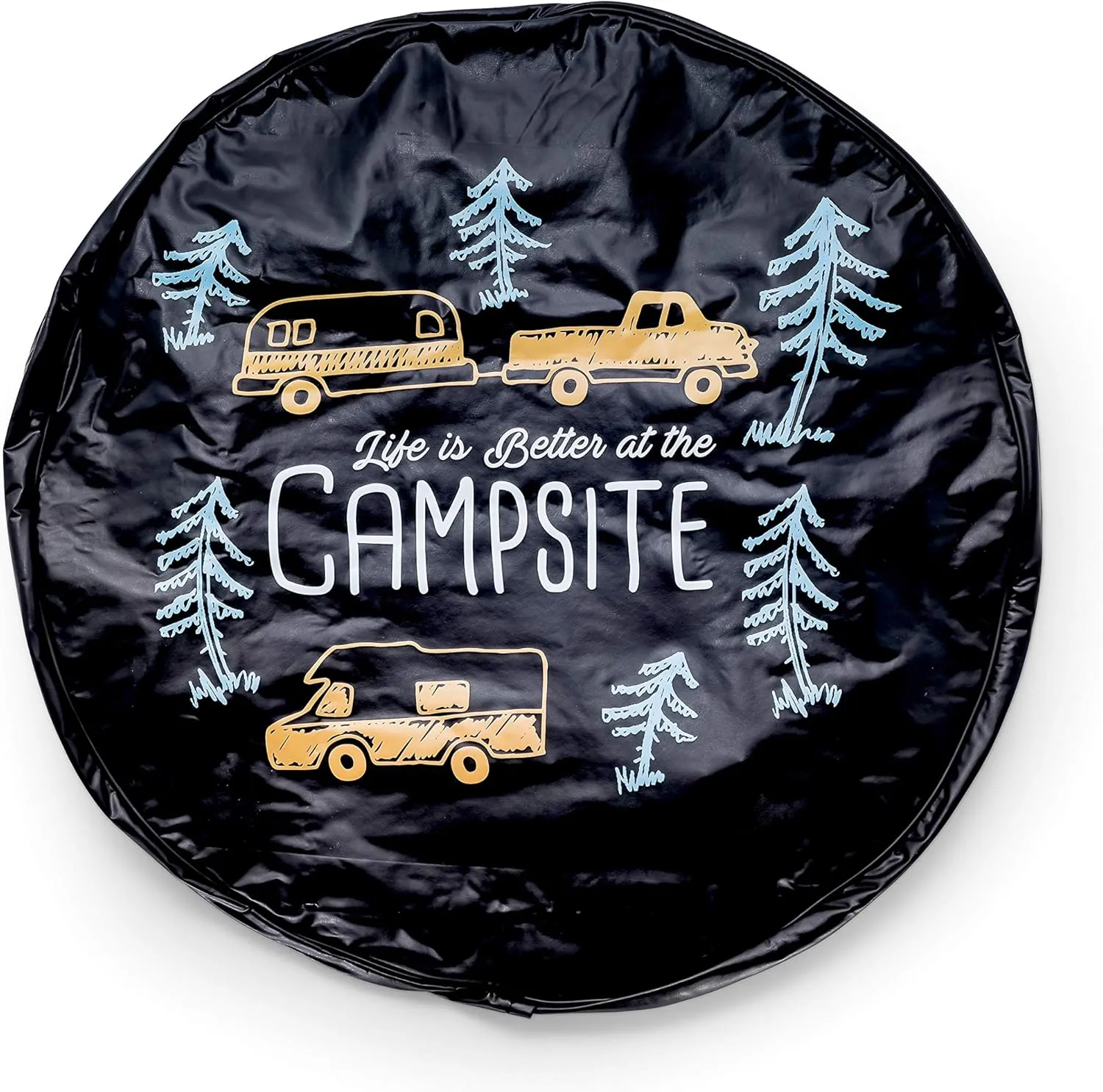 Camco Life is Better at Campsite 27" Vinyl Cover with Elastic Hem-Durable Design Keeps Dirt, Rain, and Sun Away from Your Spare Tire (53292)