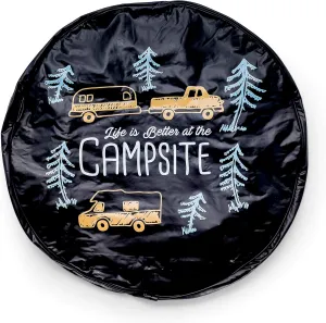 Camco Life is Better at Campsite 27" Vinyl Cover with Elastic Hem-Durable Design Keeps Dirt, Rain, and Sun Away from Your Spare Tire (53292)