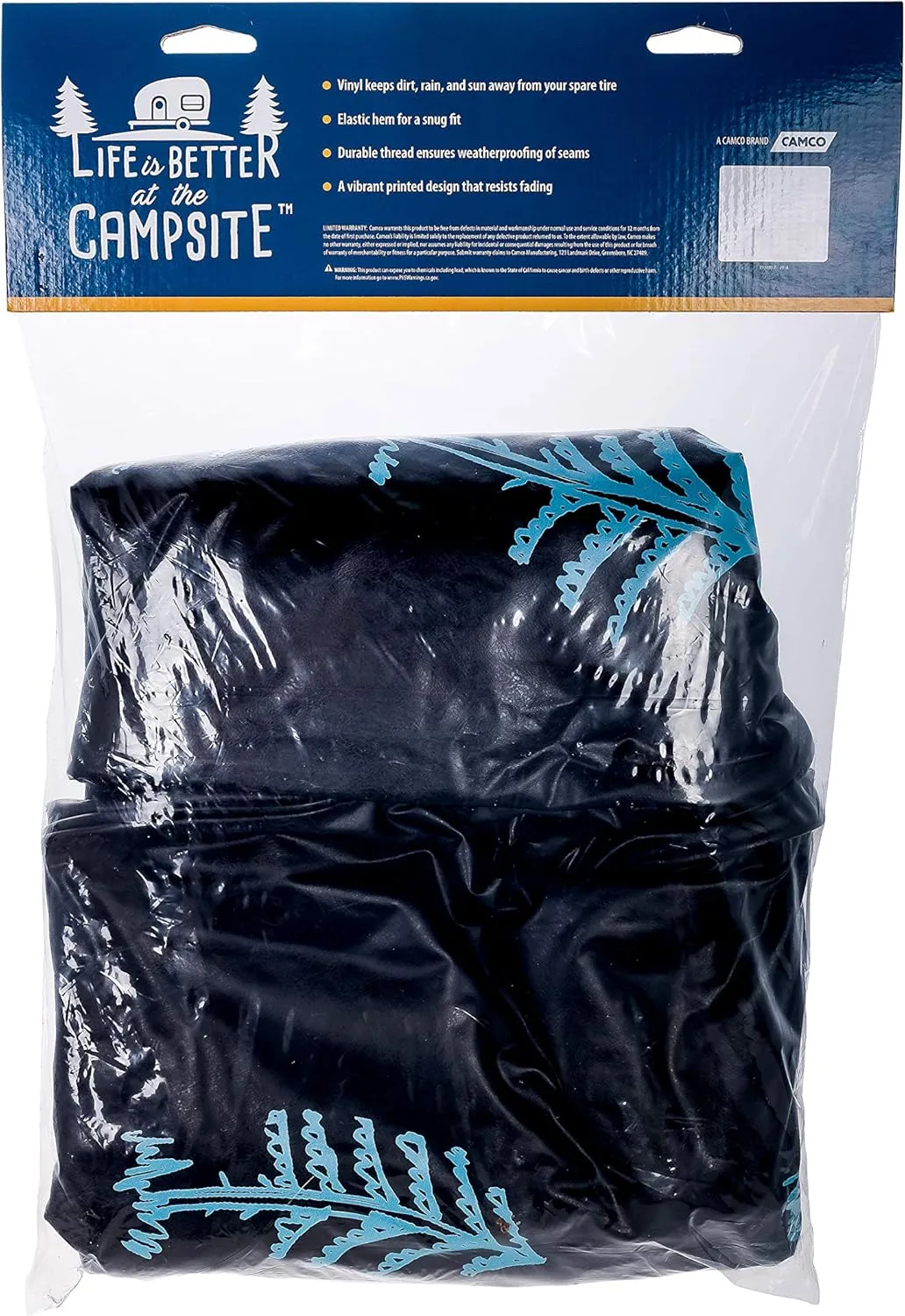 Camco Life is Better at Campsite 27" Vinyl Cover with Elastic Hem-Durable Design Keeps Dirt, Rain, and Sun Away from Your Spare Tire (53292)