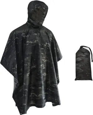 Camo Rain Poncho, Multi Use Waterproof Rain Coat