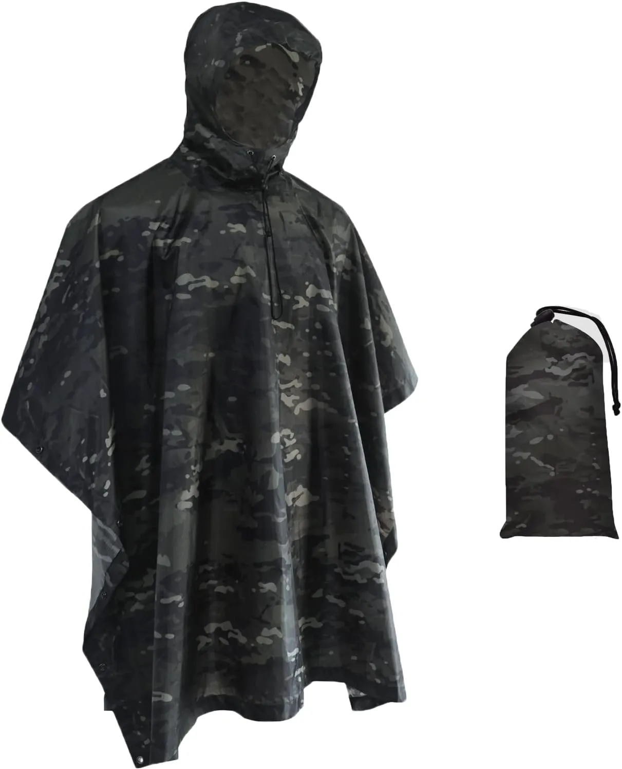 Camo Rain Poncho, Multi Use Waterproof Rain Coat