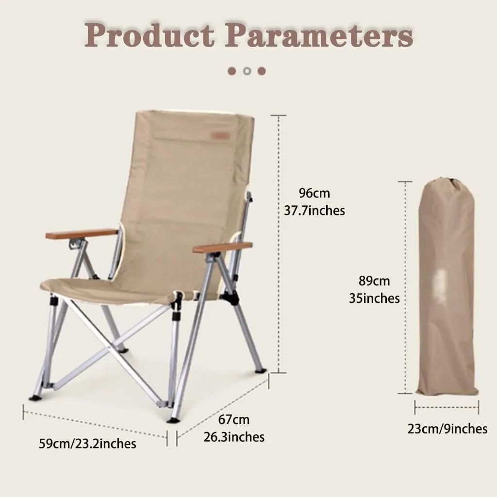 Camping Chair Camping Chair Recliner Lightweight Comfortable Beach Chair with High Back Design, Adjustable Angle Folding Fishing Chair, Lawn Chair with Back Pockets, Supports 300lbs