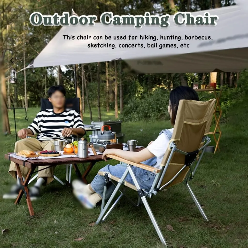 Camping Chair Camping Chair Recliner Lightweight Comfortable Beach Chair with High Back Design, Adjustable Angle Folding Fishing Chair, Lawn Chair with Back Pockets, Supports 300lbs