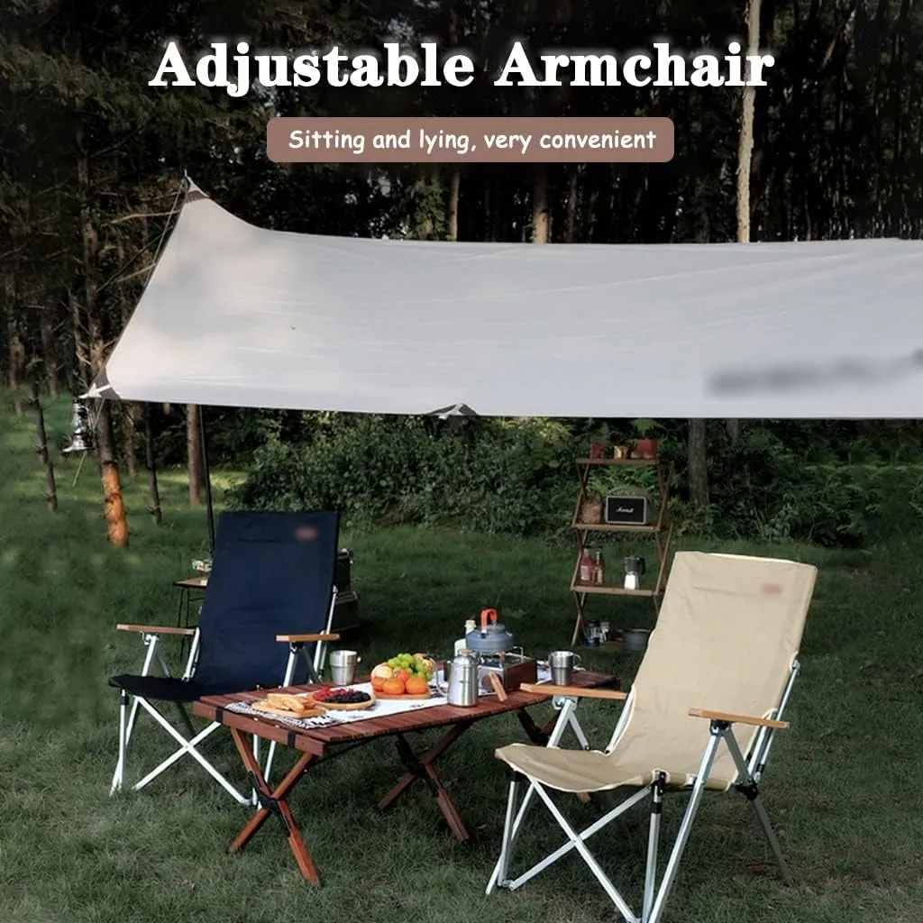 Camping Chair Camping Chair Recliner Lightweight Comfortable Beach Chair with High Back Design, Adjustable Angle Folding Fishing Chair, Lawn Chair with Back Pockets, Supports 300lbs