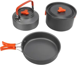 Camping Cooking Set with Tea Kettle Storage Bag Frying Pan Portable Camping Cookware Set for 2 to 3 People Camp Kitchen Camping Essentials Camp Cooking Set
