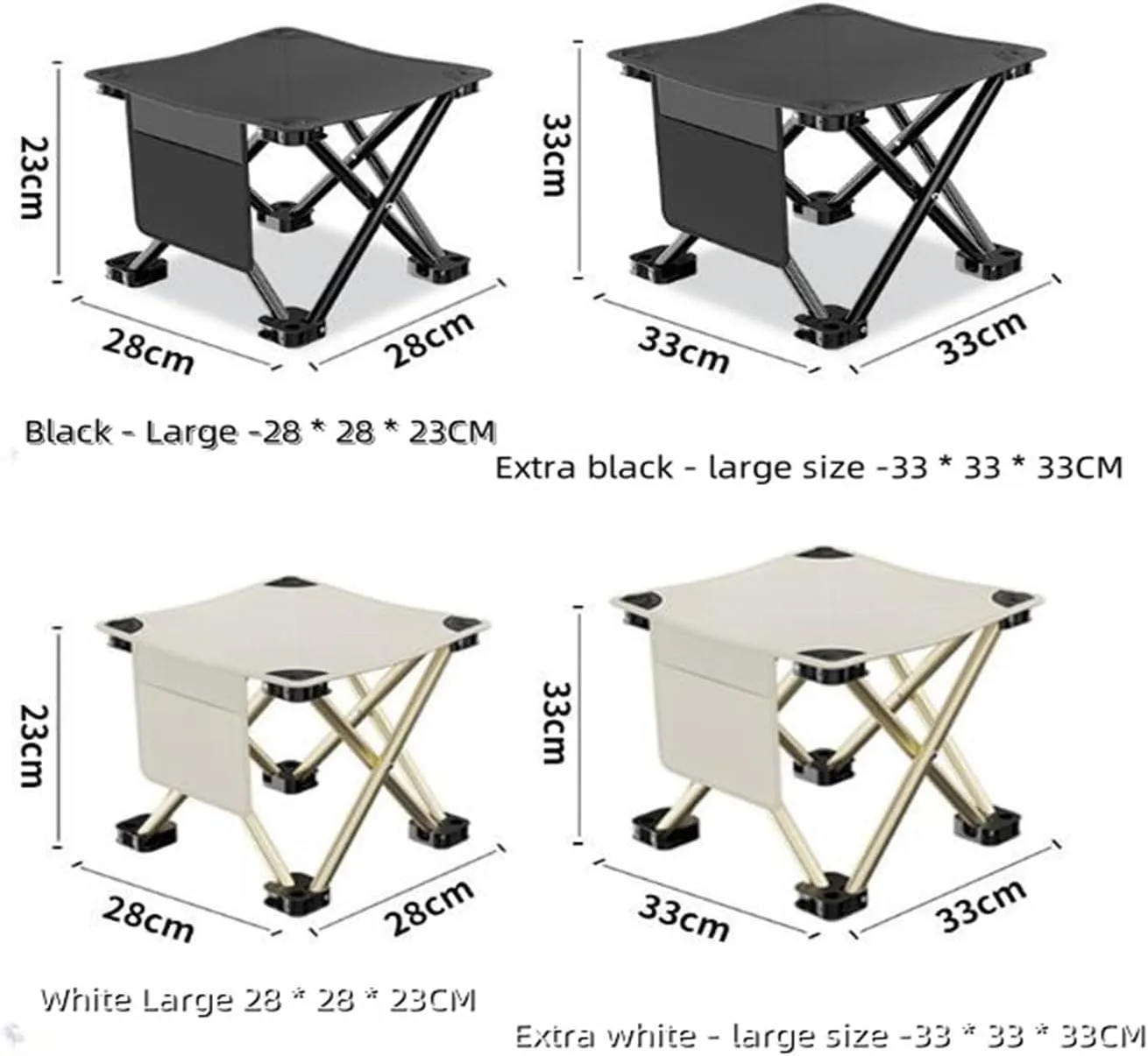Camping Foot Stool Portable Folding Camp Stool with Storage Bag，Folding Stool Suitable for Fishing, Beach, Picnic,Outdoor(Black,Large)