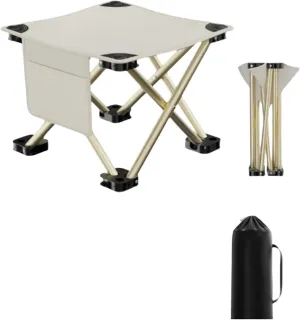 Camping Foot Stool Portable Folding Camp Stool with Storage Bag，Folding Stool Suitable for Fishing, Beach, Picnic,Outdoor(White,Large)