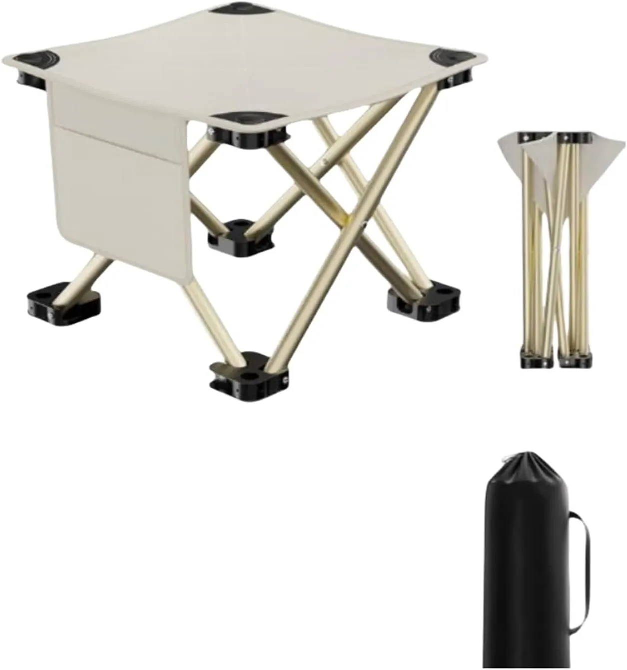 Camping Foot Stool Portable Folding Camp Stool with Storage Bag，Folding Stool Suitable for Fishing, Beach, Picnic,Outdoor(White,Large)