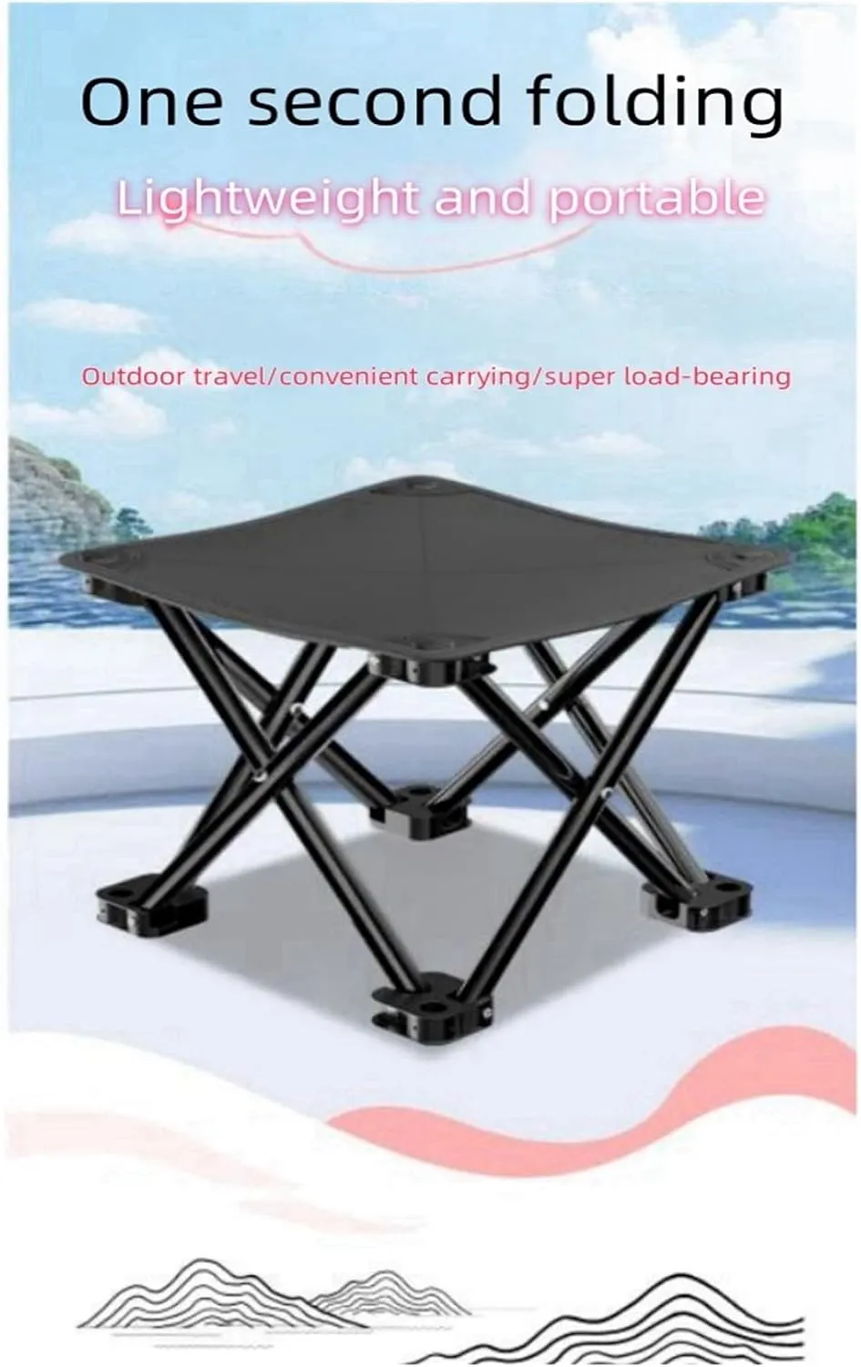 Camping Foot Stool Portable Folding Camp Stool with Storage Bag，Folding Stool Suitable for Fishing, Beach, Picnic,Outdoor(White,Large)