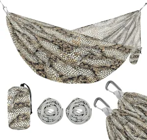 Camping Hammock Outdoor Hammocks for Outside Snakeskin Brown Beach Trees Portable Lightweight with Pockets Tree Straps Indoor