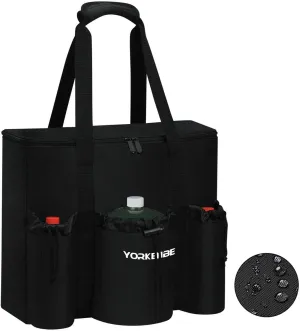 Camping Stove Carry bag, for Coleman 1-Burner Butane Stove, Stove Storage bag, with Double Zipper, 3 Adjustable Pockets, Fits Grills/Stoves up to 15.3 x 14.5 x 5.5Inches