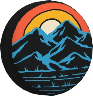 Camping Sunset Mountain Lake Abstract Spare Tire Cover, Waterproof Tough Tire Wheel Soft Cover, Universal Fit for RV/SUV/Truck/Trailer/Motorhome/Vehicle 14" 15" 16" 17"