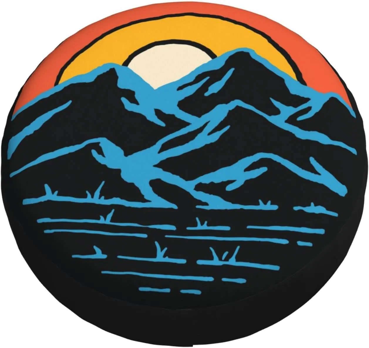 Camping Sunset Mountain Lake Abstract Spare Tire Cover, Waterproof Tough Tire Wheel Soft Cover, Universal Fit for RV/SUV/Truck/Trailer/Motorhome/Vehicle 14" 15" 16" 17"
