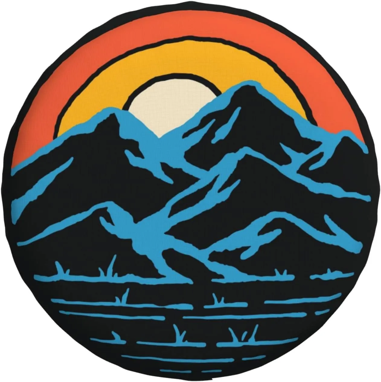 Camping Sunset Mountain Lake Abstract Spare Tire Cover, Waterproof Tough Tire Wheel Soft Cover, Universal Fit for RV/SUV/Truck/Trailer/Motorhome/Vehicle 14" 15" 16" 17"