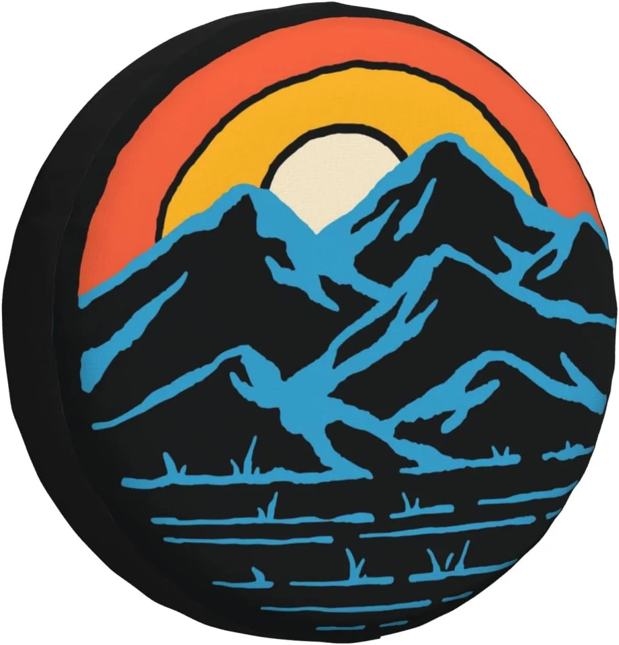 Camping Sunset Mountain Lake Abstract Spare Tire Cover, Waterproof Tough Tire Wheel Soft Cover, Universal Fit for RV/SUV/Truck/Trailer/Motorhome/Vehicle 14" 15" 16" 17"