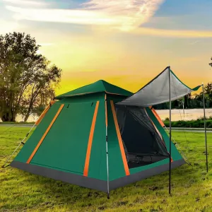 Camping Tent Outdoor for 4-5 Person Foldable Waterproof Tent with 2 Mosquito Nets Windows Carrying Bag for Hiking Climbing Adventure Fishing(Green)