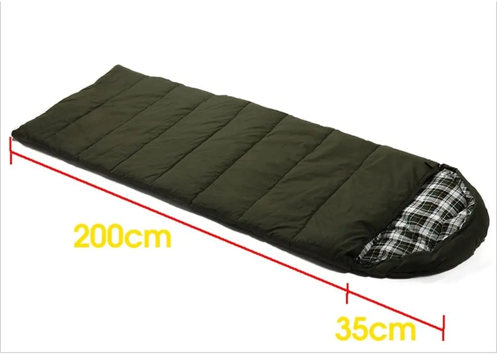 Camping Warm Sleeping Bag Outdoor Long Canvas Insulated Liner Single Wide Envelope Sleeping Bag with Hood