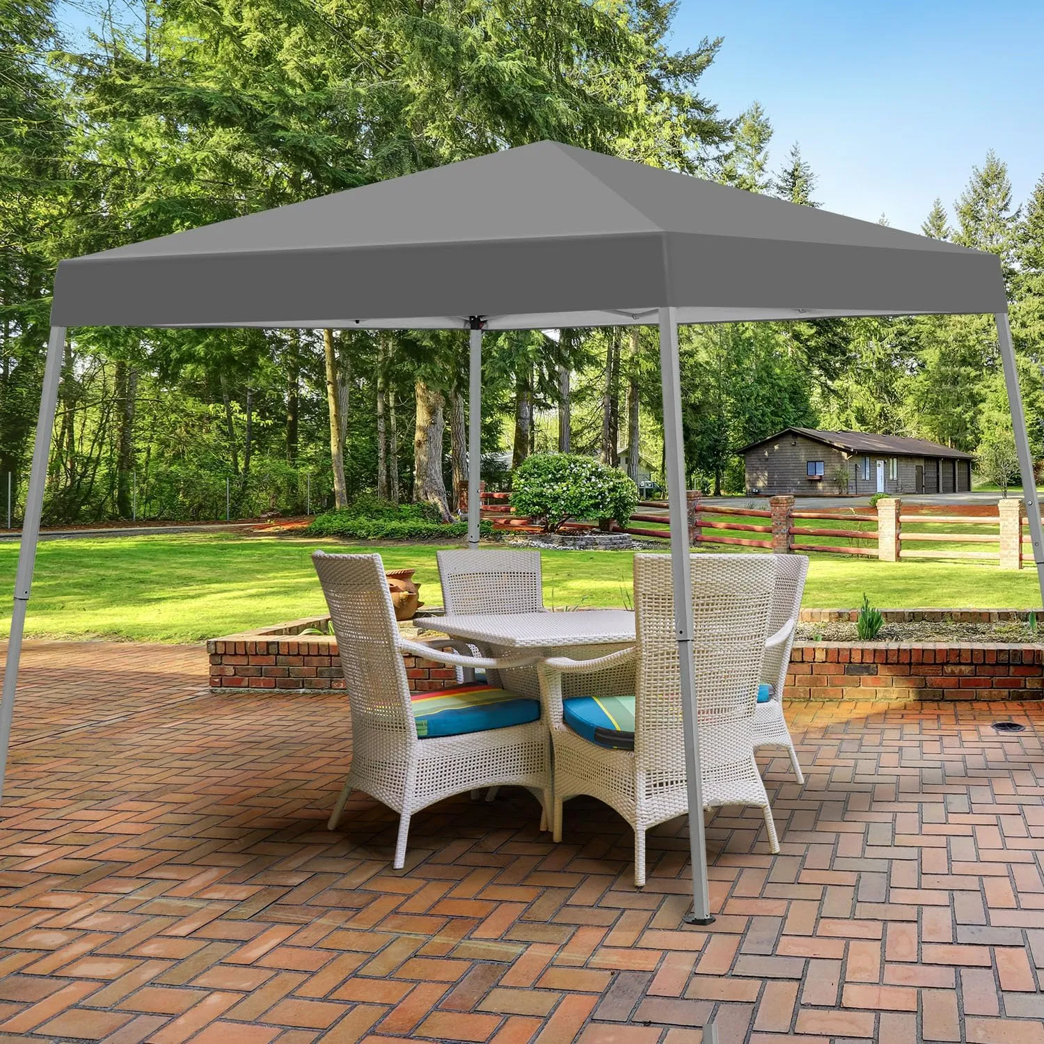 Canopy Tent, 10X10 FT Pop Up Canopy Outdoor Instant Tent Slant Legs with Carrying Bag, Portable Gazebo Shelter for Patio Deck Garden and Beach - 8X8 FT Canopy Cover (Dark Grey)