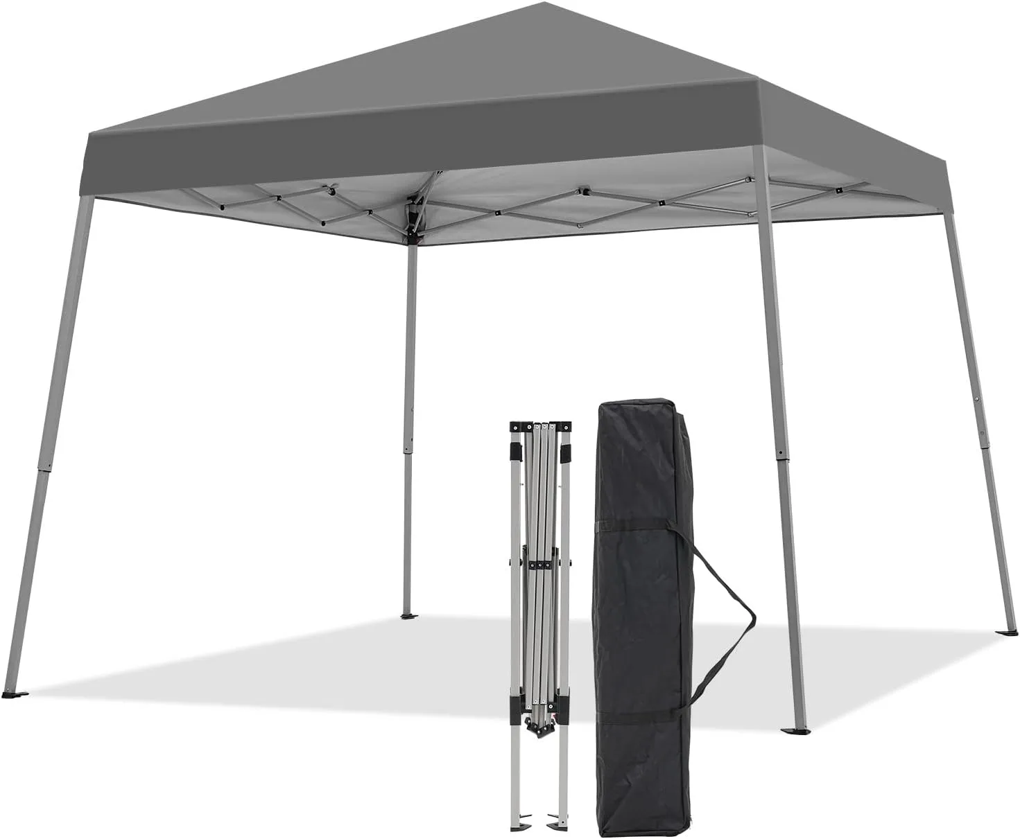 Canopy Tent, 10X10 FT Pop Up Canopy Outdoor Instant Tent Slant Legs with Carrying Bag, Portable Gazebo Shelter for Patio Deck Garden and Beach - 8X8 FT Canopy Cover (Dark Grey)