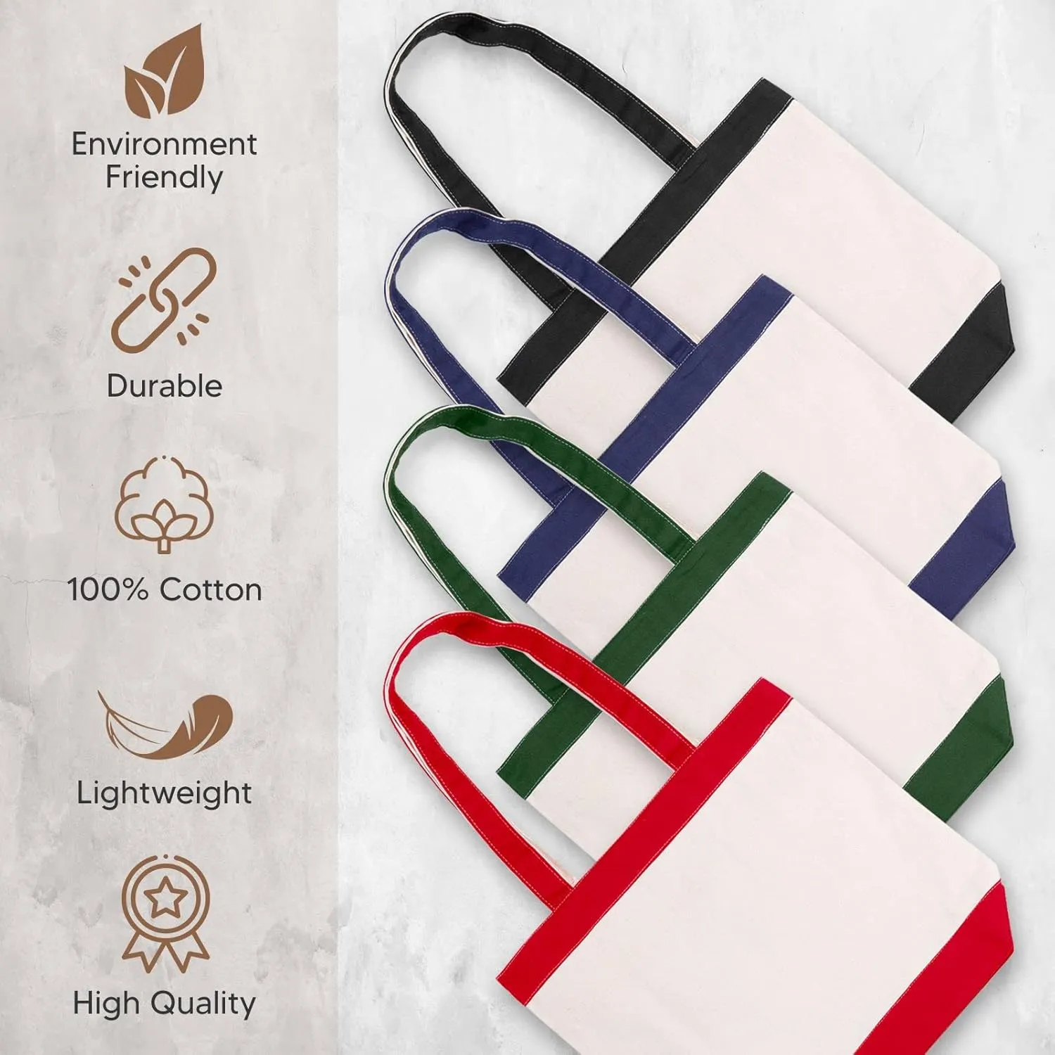 Canvas Tote Bag with Handles for Woman, Reusable Cloth Bag for Groceries and Shopping - Blank Cotton Tote Bag, Suitable for DIY Projects – HEAVY DUTY – 16" X 14.5" With 4” Gusset, Green