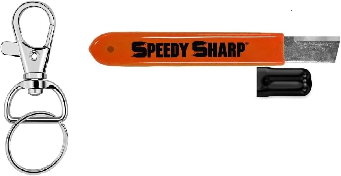 Carbide Knife Sharpener, Key Chain & Hook Ring included, Orange