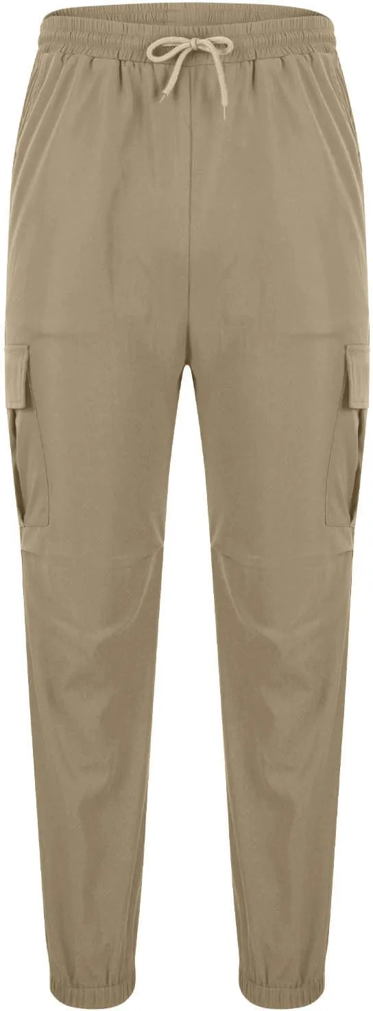 Cargo Pants for Men Elastic Waist Work Athletic Joggers with Pockets Lightweight Outdoor Military Combat Trousers