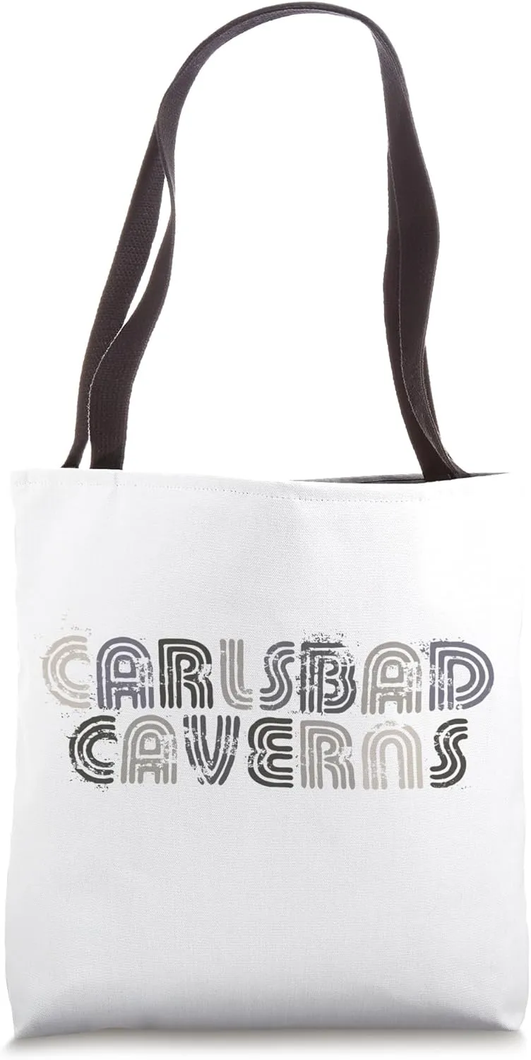 Carlsbad Caverns National Park 70s 80s Retro Type Graphic Tote Bag
