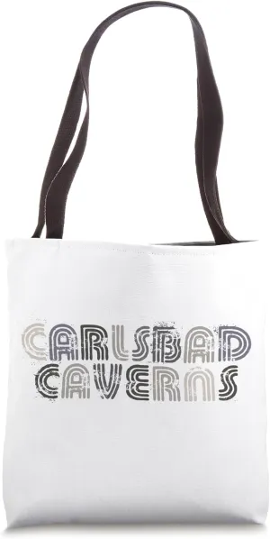 Carlsbad Caverns National Park 70s 80s Retro Type Graphic Tote Bag