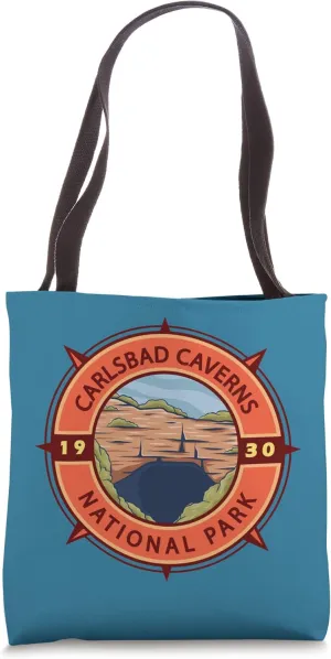 Carlsbad Caverns National Park Retro Compass Emblem Tote Bag