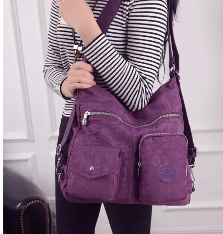 Carly – Crimson Multi-Pocket Crossbody Bag with Adjustable Strap