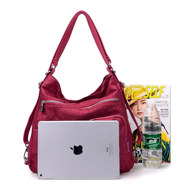 Carly – Crimson Multi-Pocket Crossbody Bag with Adjustable Strap