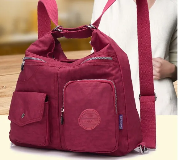 Carly – Crimson Multi-Pocket Crossbody Bag with Adjustable Strap