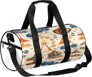 Carnival Amusement Park Sports Gym Bag for Men Women Lightweight Travel Duffle Bag with Shoulder Strap Waterproof Carry On Weekender Overnight Bag for Travel Sports Gym