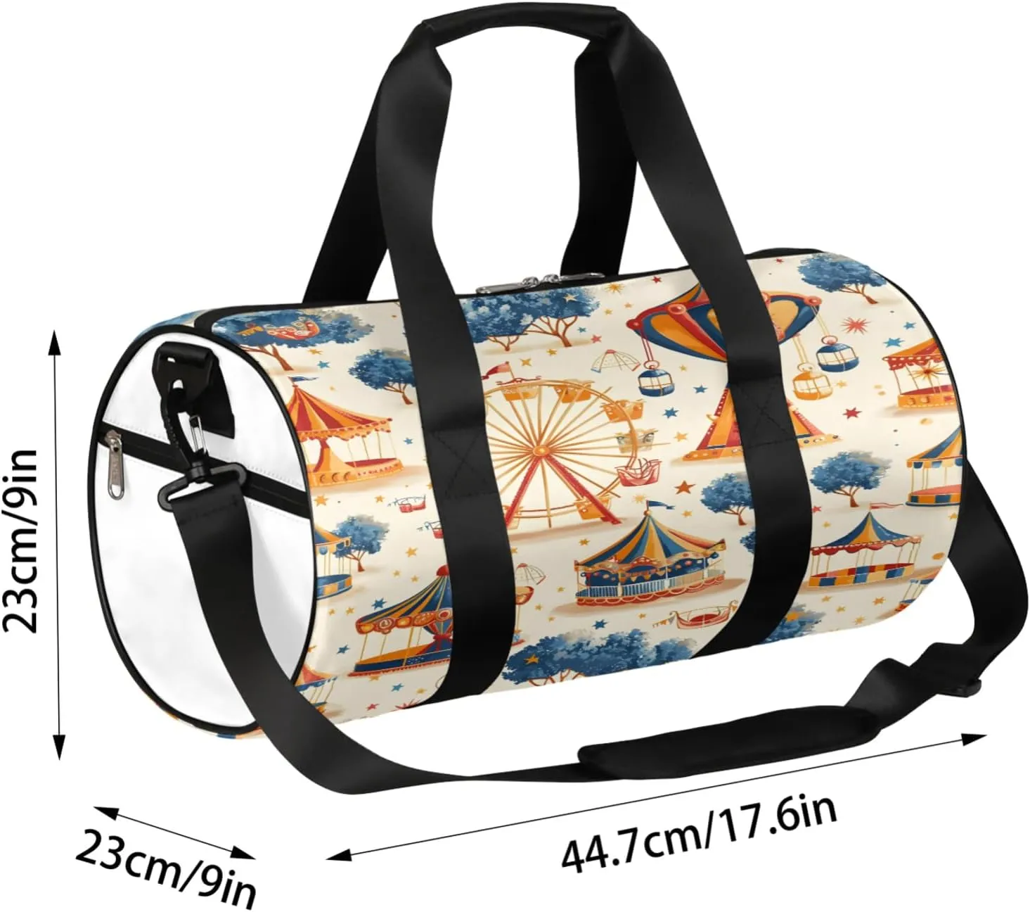 Carnival Amusement Park Sports Gym Bag for Men Women Lightweight Travel Duffle Bag with Shoulder Strap Waterproof Carry On Weekender Overnight Bag for Travel Sports Gym