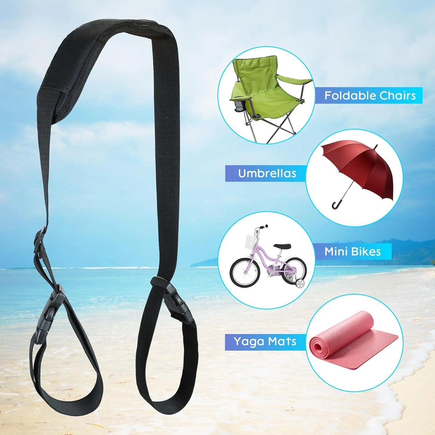 Carrying Strap for Folding Chairs, Adjustable Shoulder Straps Beach Chair Straps for Carrying
