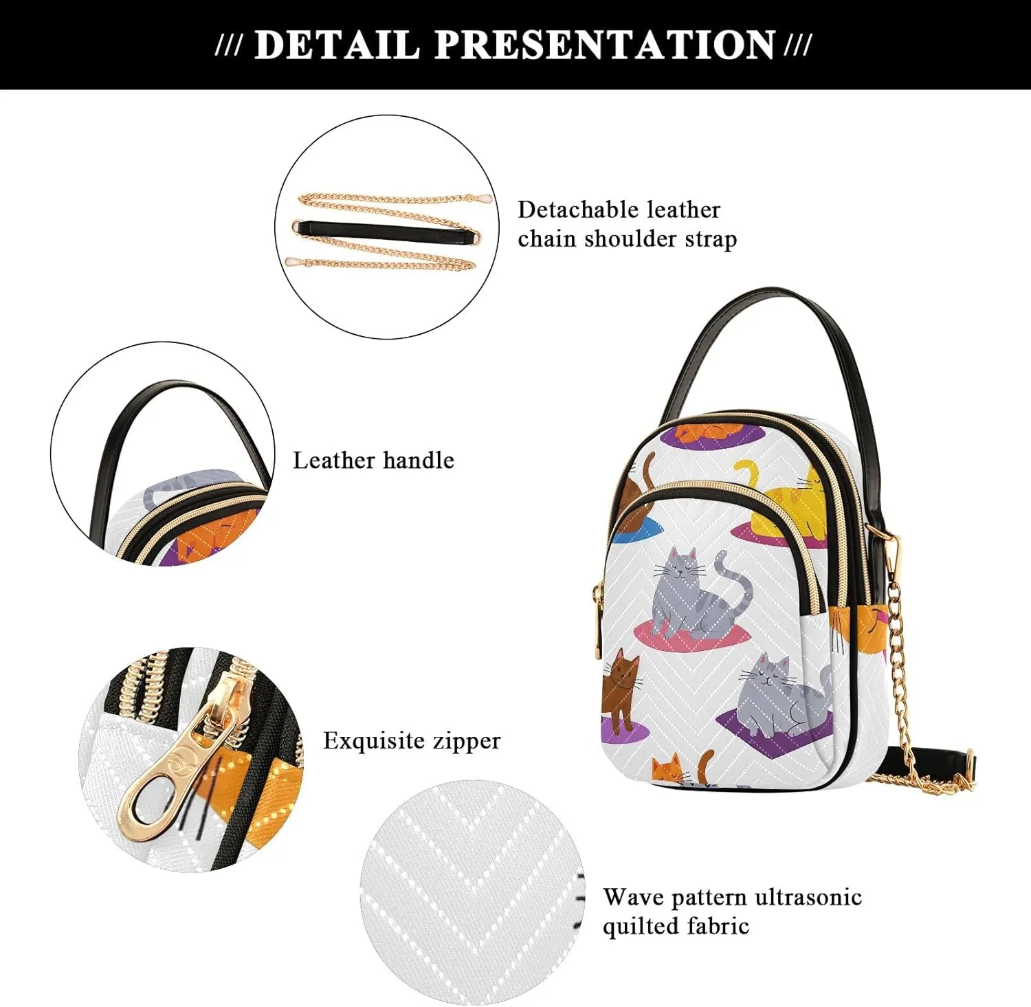 Cartoon Quilted Crossbody Bag Small Shoulder Purse Women's Handbags Phone Purse with Chain