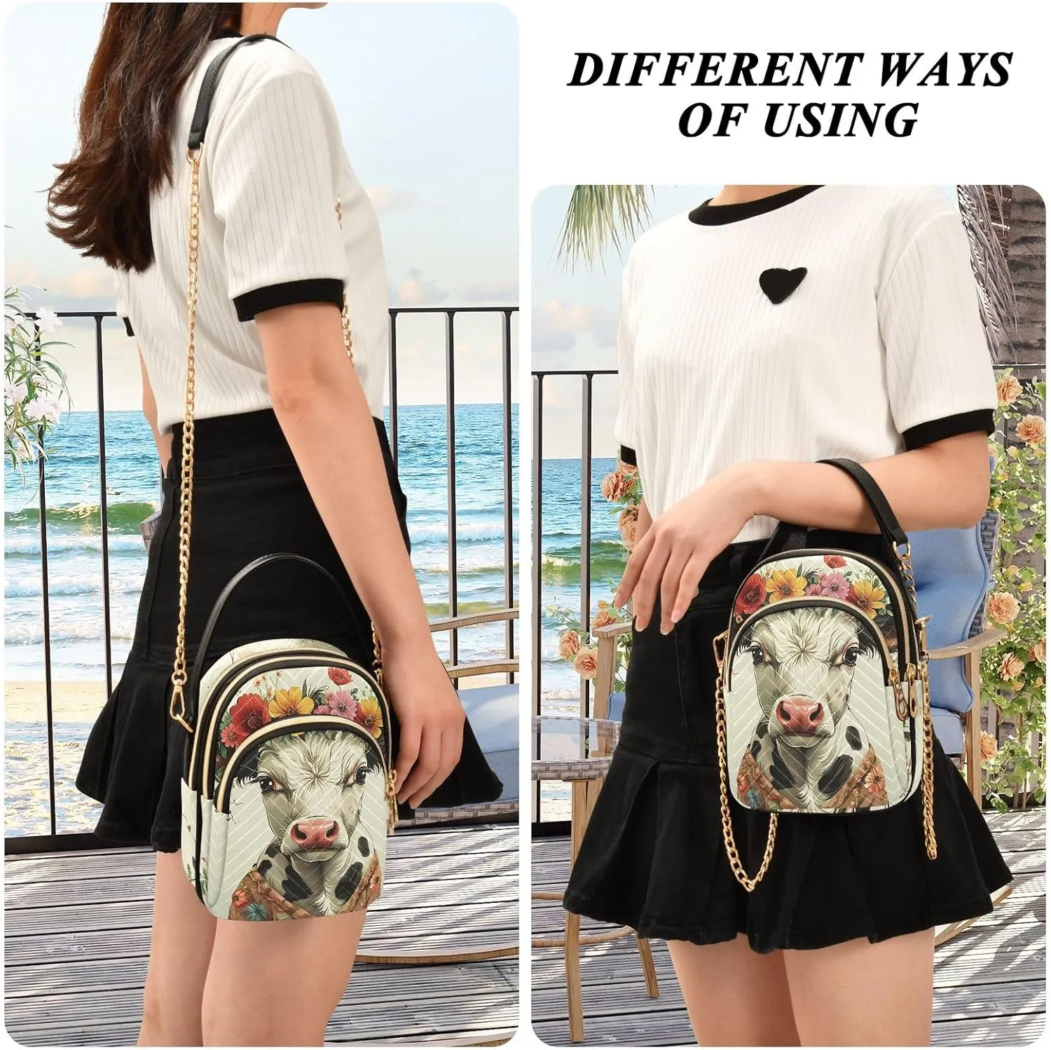 Cartoon Quilted Crossbody Bag Small Shoulder Purse Women's Handbags Phone Purse with Chain