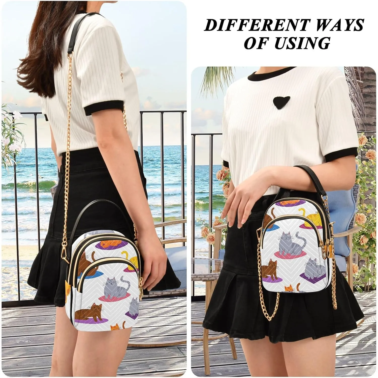Cartoon Quilted Crossbody Bag Small Shoulder Purse Women's Handbags Phone Purse with Chain
