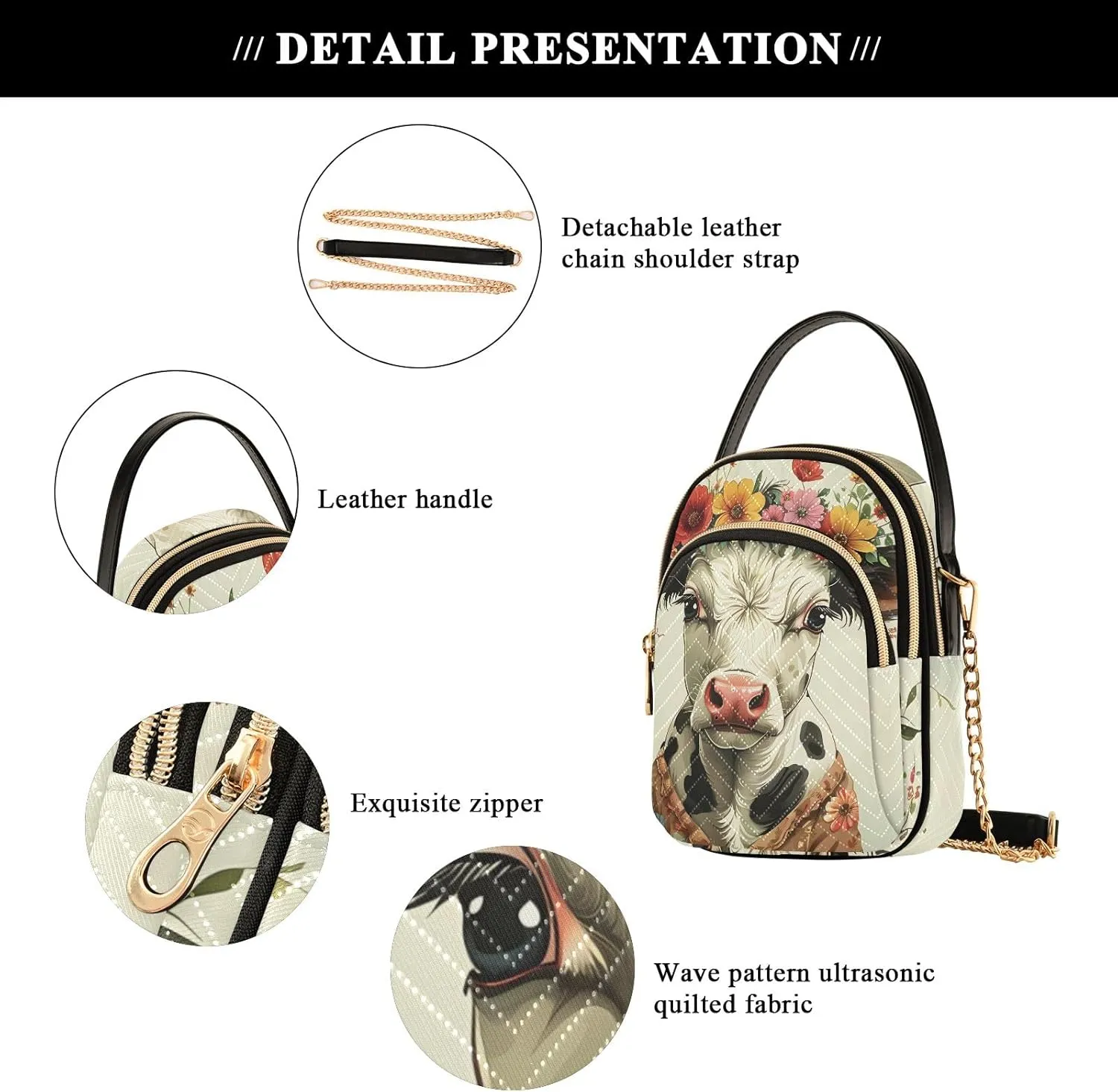 Cartoon Quilted Crossbody Bag Small Shoulder Purse Women's Handbags Phone Purse with Chain