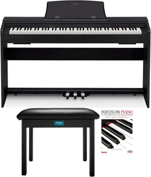 Casio PX-770BK Privia Digital Home Piano Bundle with Keyboard Bench and Learning Book (3 Items)