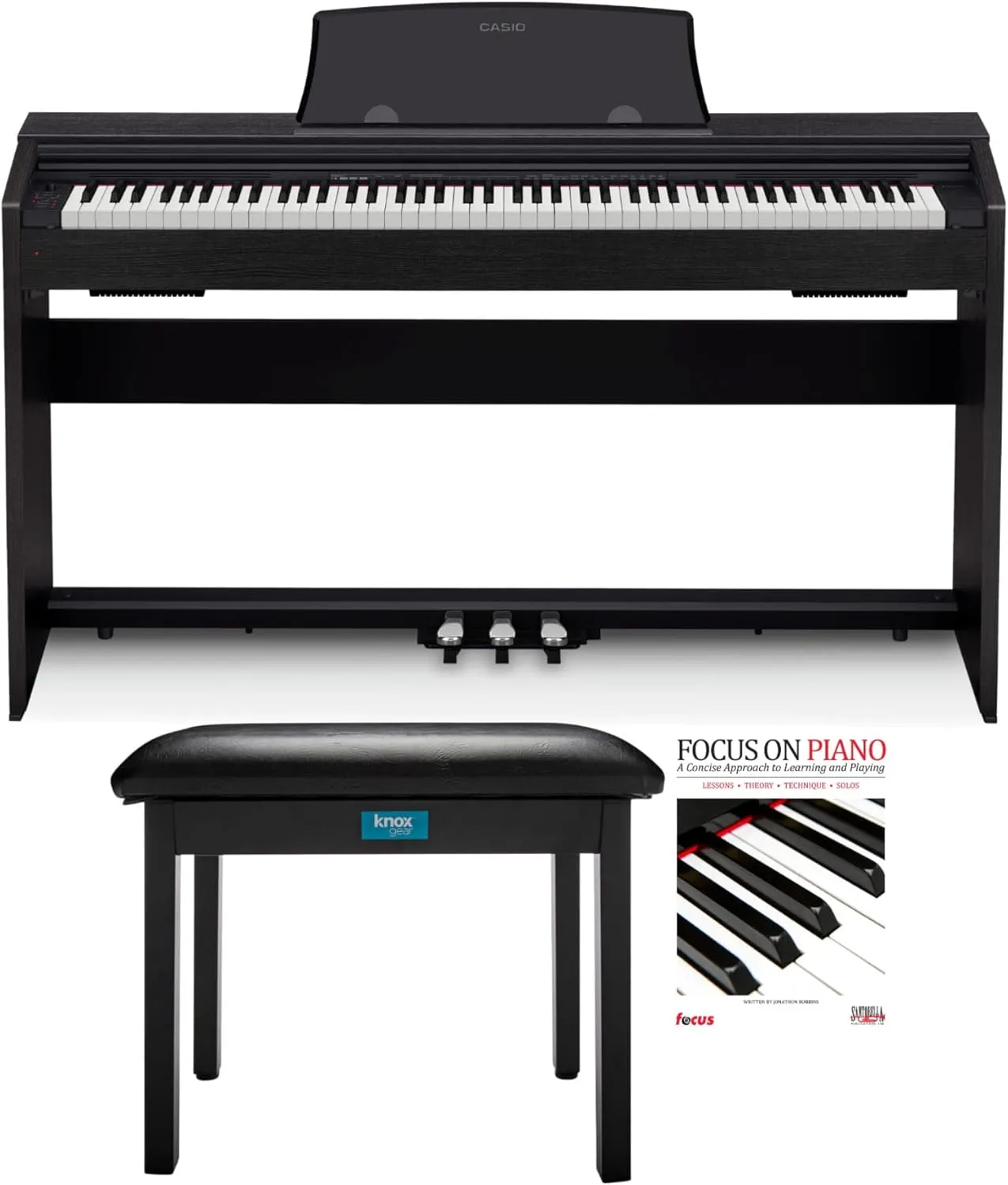 Casio PX-770BK Privia Digital Home Piano Bundle with Keyboard Bench and Learning Book (3 Items)