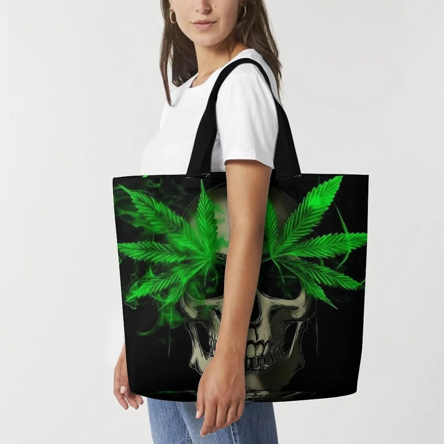 Casual Grocery Shopping Bag, Portable Beach Shoulder Bags Reusable Tote Bag for Travel Office
