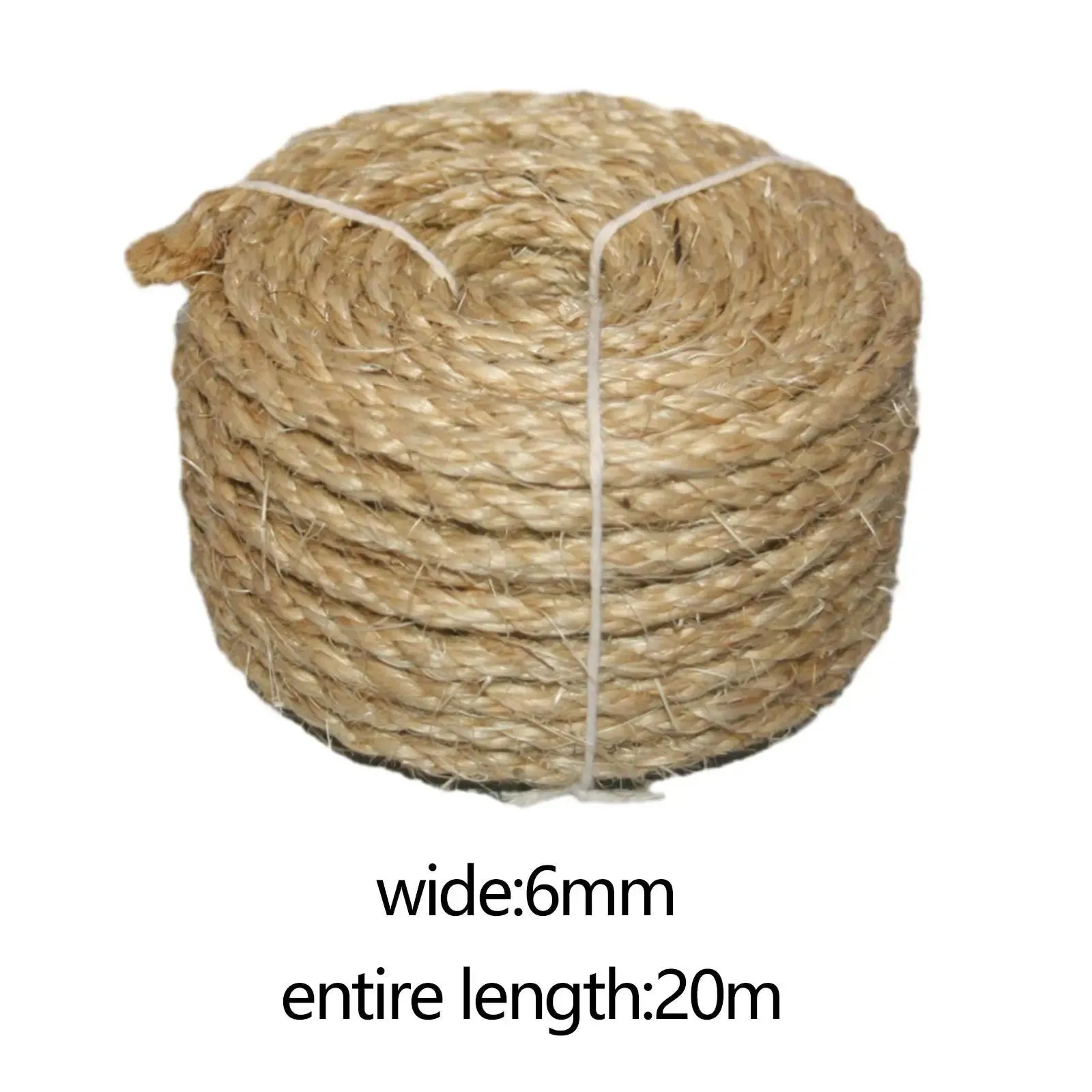 Cat Scratching Post – Durable Twisted Sisal Rope for Gardening, DIY Artwork, and Climbing Frames. 6mm x 20M.
