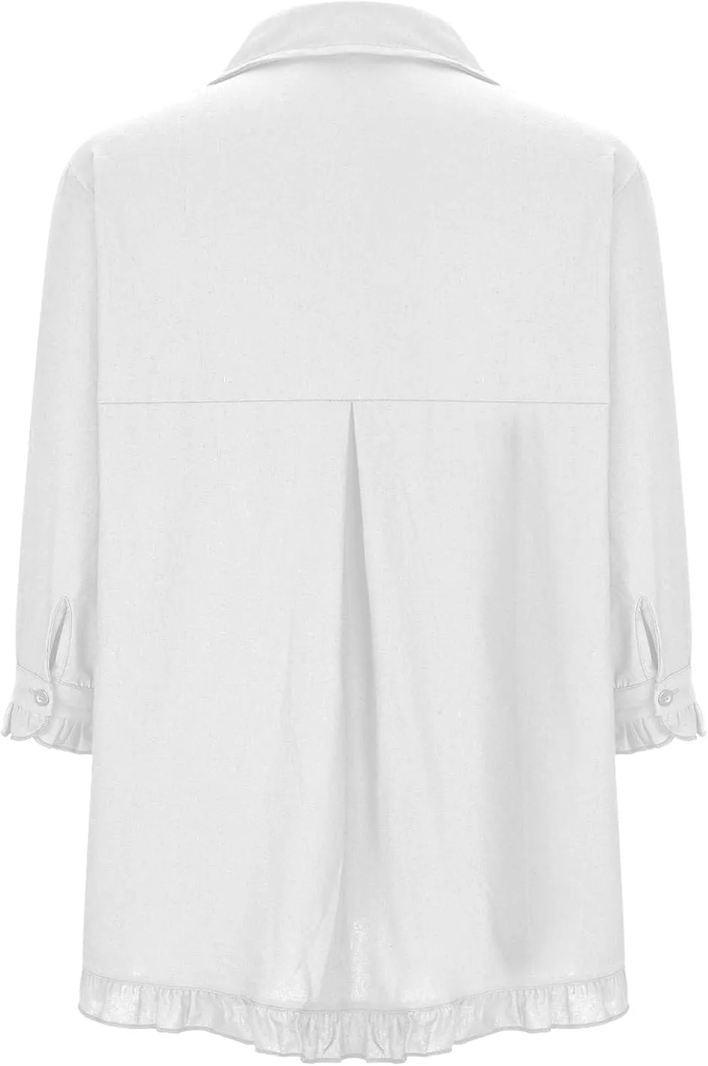 Ceboyel Women Button Down Linen Shirts Solid Summer Casual Blouses Ruffle Hem Flowy Tops Trendy Ladies Going Out Clothes 2023