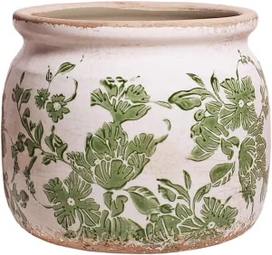 Ceramic Planters for Indoor Plants, Plant Pots with Drainage Hole, 6.29in. Flower Pots for Indoor Plants, Vintage Planters & Succulent Pots, Crackle Glaze Finish Plant Pots, Classic Green