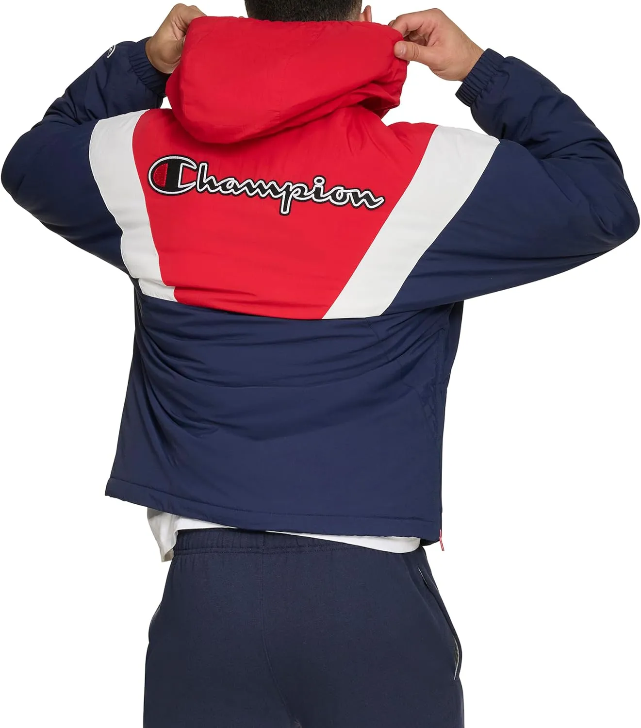 Champion Men's Color Block Lined Windbreaker with Hood